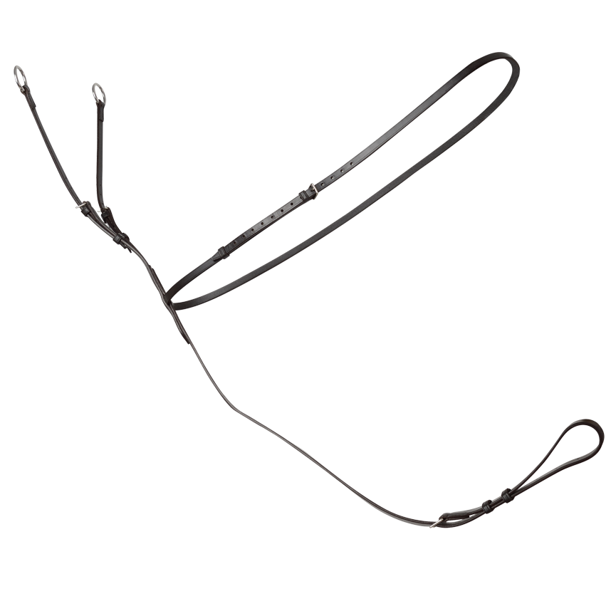 FSS Brass Square Raised Comfort Snaffle Double Crank Cavesson Dressage Bridle (Black Leather)